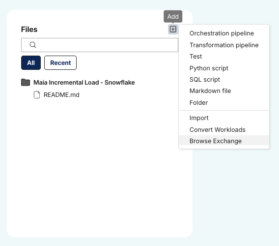 Image ofBrowse the Matillion Exchange to find pipelines to import