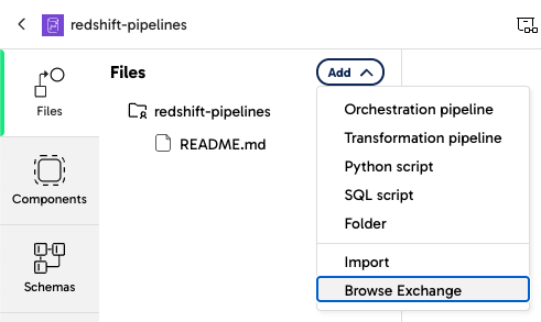 Image ofBrowse the Matillion Exchange to find pipelines to import