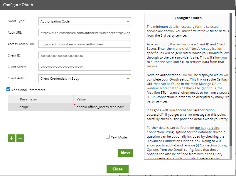 Crossbeam OAuth