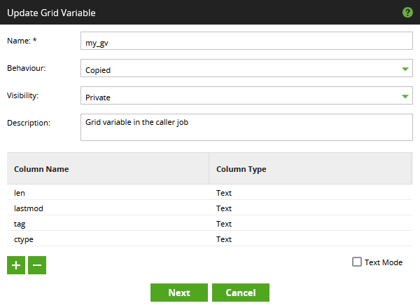 Grid Variable With Four Columns